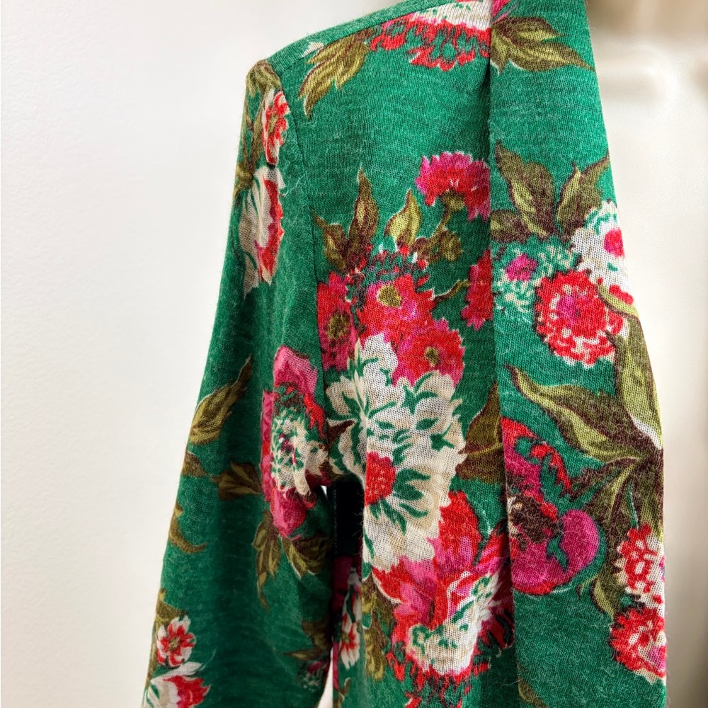 Alberto Makali Green Floral Open-Front Knit Cardigan - Picture 4 of 8